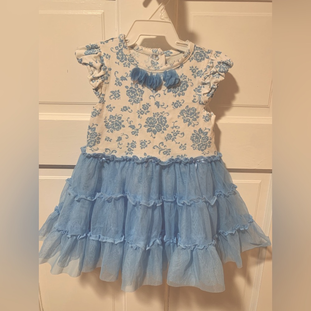 Little Me blue dress. Size 12 month.